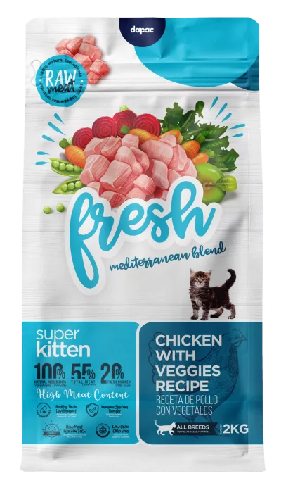 Super Kitten 6 kg Fresh Cat mediterranean blend Con pegatina