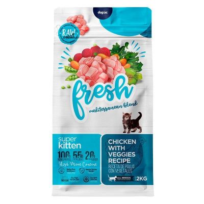 Super Kitten 2 kg Fresh Cat mediterranean blend con pegatina